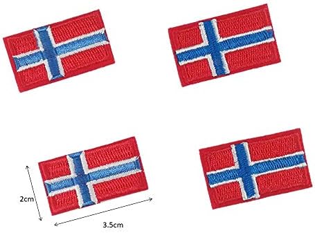 [4 חתיכות סט] דגל מיני נורווגיה ברזל רקום על תפירה על טלאי סמל נורווגי נורווגי